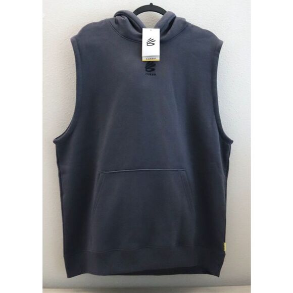 Curry x Under Armour 1389483-025 Men's Sz XL Gray Curry Splash Sleeveless Hoodie - Picture 1 of 11